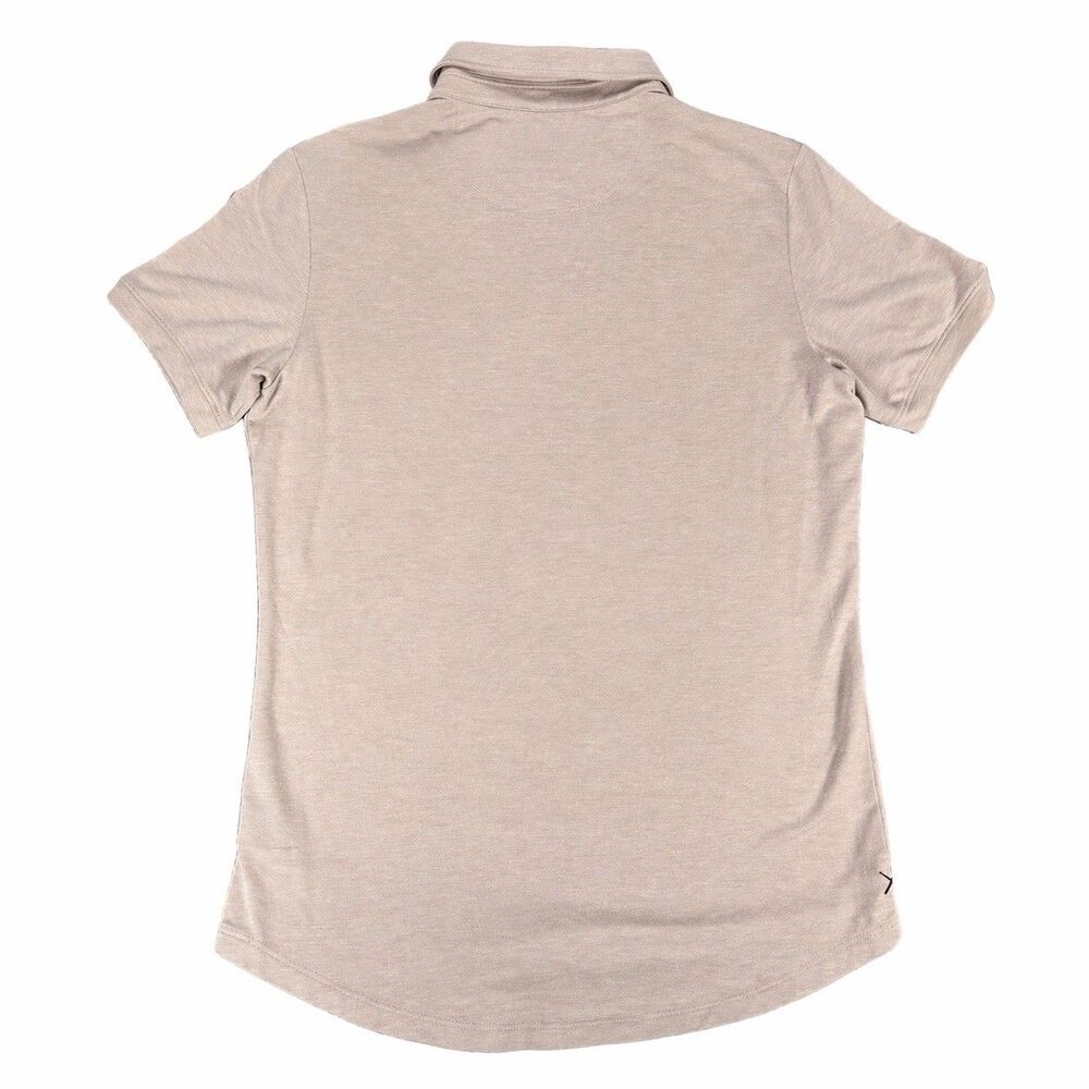 CUTS Clothing Polo Shirt Mens Small Beige Curve Hem Pima Cotton Stretch - Picture 4 of 7